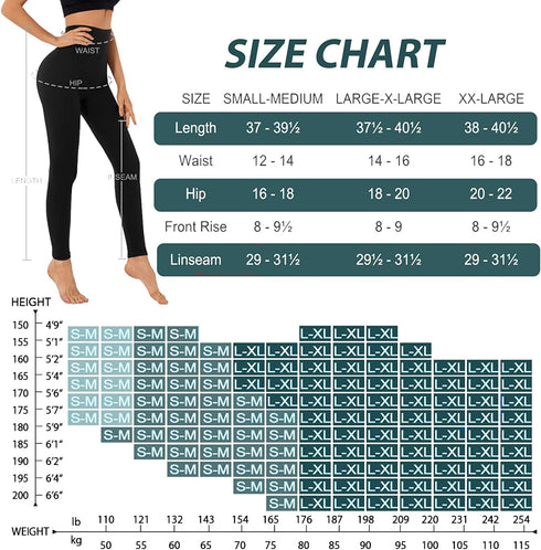 High Waisted Womens Black Workout Leggings - Running Tummy Control Yoga Pants